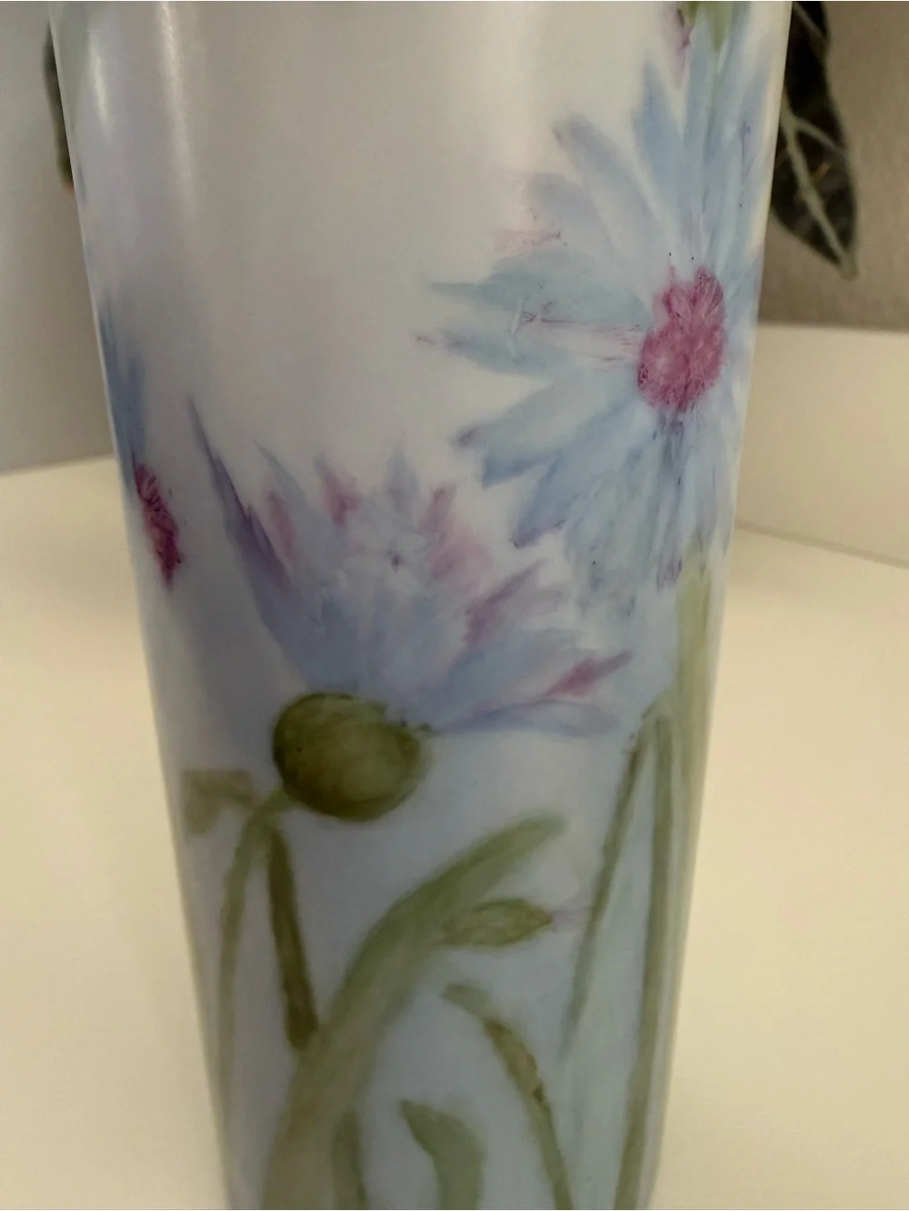 Antique Irma Sorgenfrei on Heinrich&Co Porcelain Hand painted Cornflowers Vase